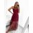 Šaty společenské dlouhé bez rukávu dámské (S/M ONE SIZE) ITALSKÁ MÓDA IM3236286/DU Barva   červená Velikost   S/M