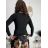 Tričko elegantný dlhý rukáv dámske (XS/S/M ONE SIZE) TALIANSKA MóDA IMM23M31346/DUR čierna XS/S/M