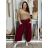 Kalhoty manžestrové s páskem dámské EVA (S/M/L ONE SIZE) ITALSKÁ MÓDA IMSM251147/DU S/M/L vínová