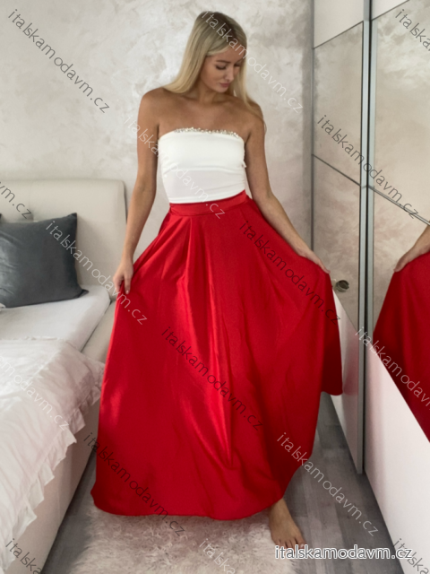 Sukně saténová dlouhá dámská (S/M ONE SIZE) ITALSKÁ MÓDA IMPVN254665/DU červená S/M