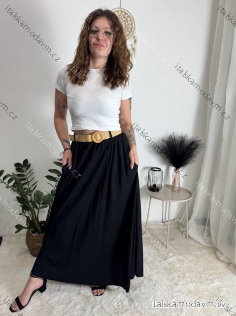 Sukně dlouhá s kapsami s páskem dámská SISI (S/M/L ONE SIZE) ITALSKÁ MÓDA IM425239/DU černá S/M/L