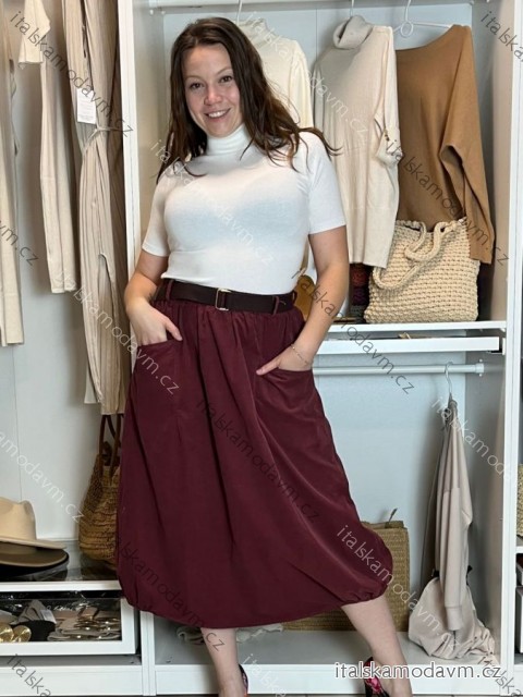 Sukně s páskem manžestrová dámská ERIKA (S/M/L ONE SIZE) ITALSKá MóDA IMSM251149/DU
