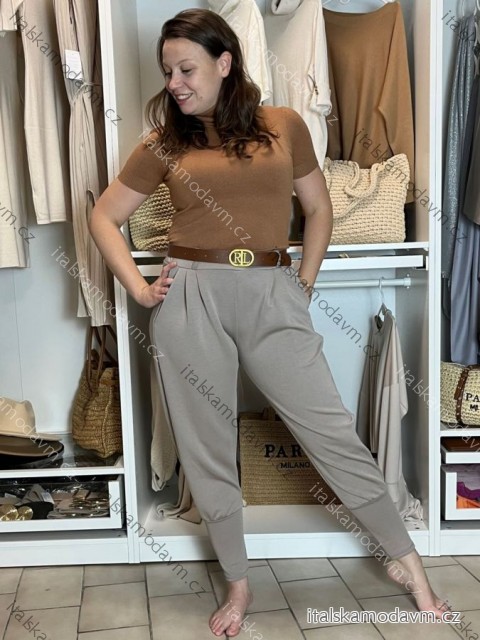 Kalhoty elegantní s páskem dámské  (S/M/L ONE SIZE) ITALSKÁ MÓDA IM425030