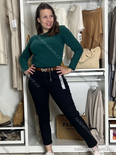 Rifle jeans s páskem  MOM FIT dámske nadrozměr (M-3XL) MOON GIRL MA525KF520-2/DU M Černá