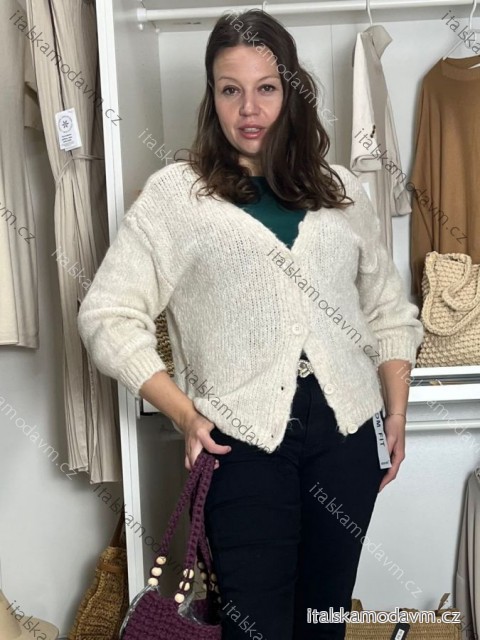 Cardigan krátký na knoflík dlouhý rukáv dámský MERYL (S/M/L ONE SIZE) ITALSKÁ MÓDA IMWGB251111/DU