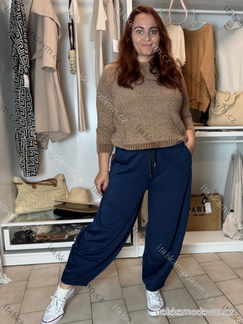 Tepláky elegantní dámské nadrozměr LOLA (40/42/44 ONE SIZE) ITALSKÁ MÓDA IM4251145/DU 40/42/44 tmavě modrá