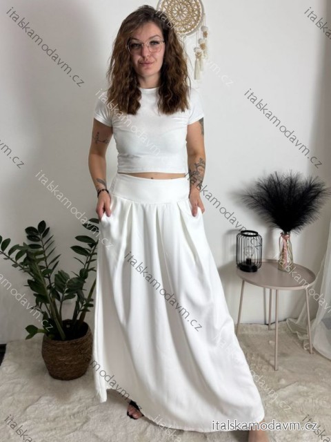 Sukně dlouhá dámská (XS/S/M ONE SIZE) ITALSKÁ MÓDA IMWB251269 bílá XS/S/M