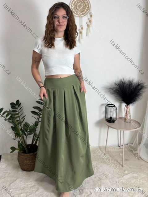 Sukně dlouhá dámská (XS/S/M ONE SIZE) ITALSKÁ MÓDA IMWB251269 zelená khaki XS/S/M
