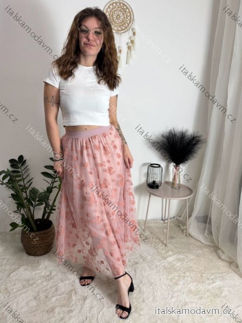Sukně letní dlouhá dámská (S/M/L ONE SIZE) ITALSKÁ MÓDA IMSH25SL202/DR růžová starorůžová S/M/L