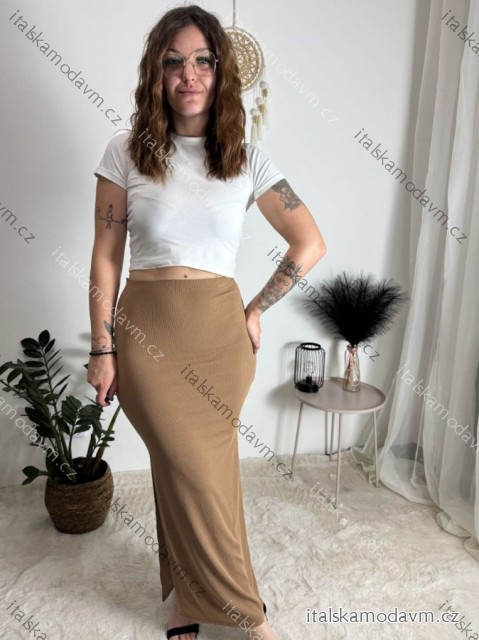Sukně dlouhá dámská (XS/S/M ONE SIZE) ITALSKÁ MÓDA IMM25M34549/DR hnědá XS/S/M