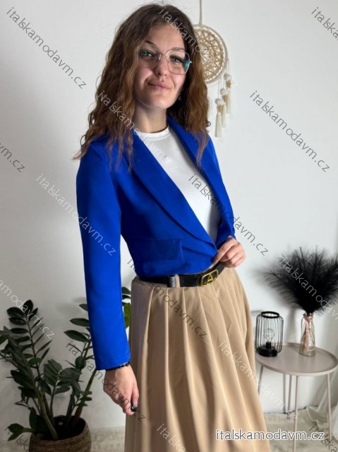 Sako zkrácené dlouhý rukáv dámské (S/M ONE SIZE) ITALSKÁ MÓDA IMPDY25MDUE991858/DR modrá královská S/M/L