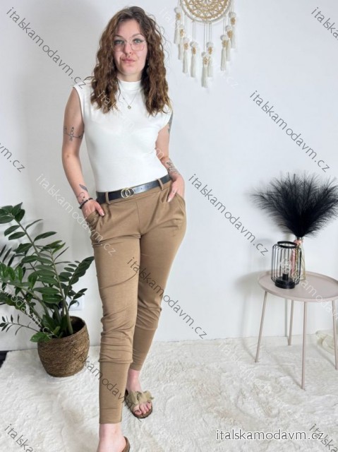 Nohavice elegantné s opaskom dámske (S/M/L ONE SIZE) TALIANSKA MÓDA IM425030/DUR