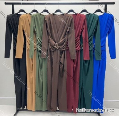 Šaty elegantní dlouhý rukáv dámské (S/M/L ONE SIZE) ITALSKÁ MÓDA IMM25M43168