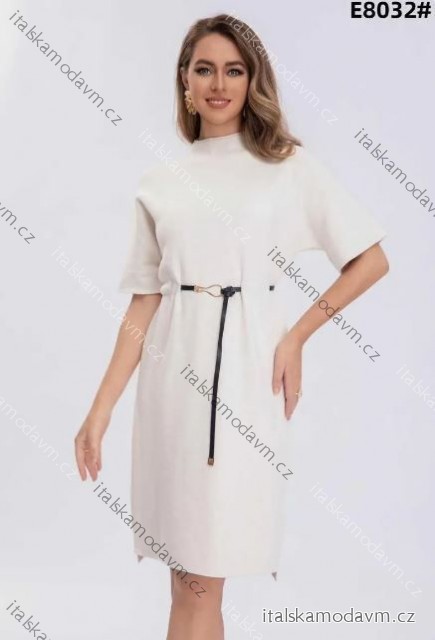 Šaty dlouhé úpletové krátký rukáv dámské (S/M/L ONE SIZE) ITALSKÁ MÓDA IMPMN24E8032
