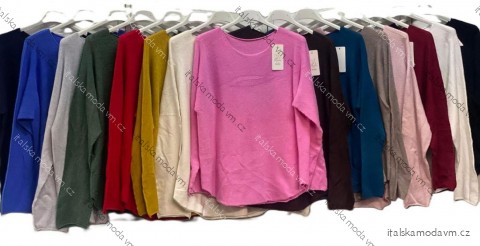 Svetr tenký úpletový dlouhý rukáv dámský (S/M/L ONE SIZE) ITALSKÁ MÓDA IMC25436