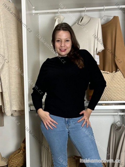 Svetr úpletový tenký dlouhý rukáv dámský (M/L/XL ONE SIZE) ITALSKÁ MÓDA IM4251134/DUR M/L/XL Černá