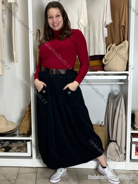Sukně s páskem manžestrová dámská RAMONA (S/M/L ONE SIZE) ITALSKá MóDA IMSM251154/DU S/M/L Černá