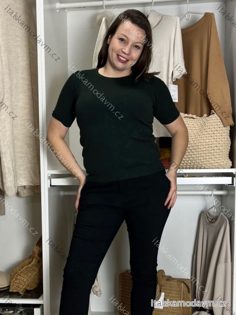 Sveter upletový tenký krátky rukáv dámske LEXI  (S/M/L ONE SIZE) TALIANSKA MÓDA IMWCP25W8505/DUR S/M/L tmavo zelená