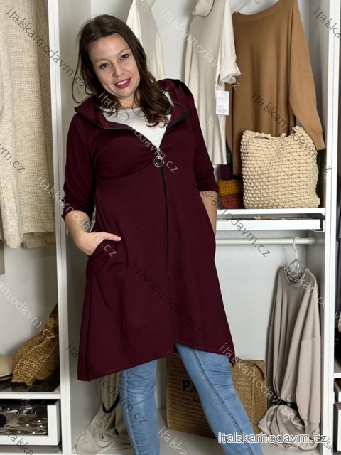 Mikina kabát oversize na zips s kapucňou dlhý rukáv dámsky KAILA  (S/M/L ONE SIZE) TALIANSKA MÓDA IMPLI2430059