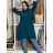 Mikina kabát oversize na zip s kapucí dlouhý rukáv dámský KAILA (S/M/L ONE SIZE) ITALSKÁ MÓDA IMPLI2430059/DU S/M/L modrá petrolejová