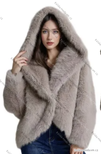 Kabát kožíšek dlouhý rukáv dámský (S/M/L ONE SIZE) IMPOZ25LE-6692