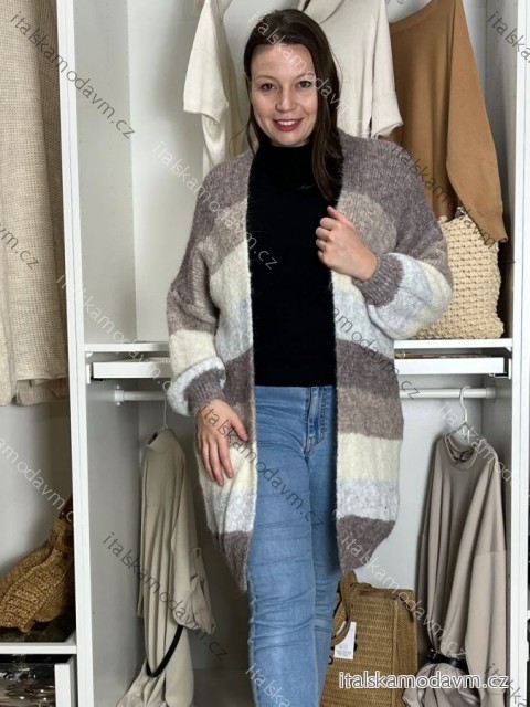 Cardigan dlhý pletený dlhý rukáv dámsky (S/M/L ONE SIZE) TALIANSKA MÓDA IMPLI2525097/DU