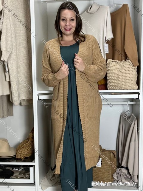 Cardigan dlouhý pletený dlouhý rukáv dámský (S/M/L ONE SIZE) ITALSKÁ MÓDA IMPLI258788