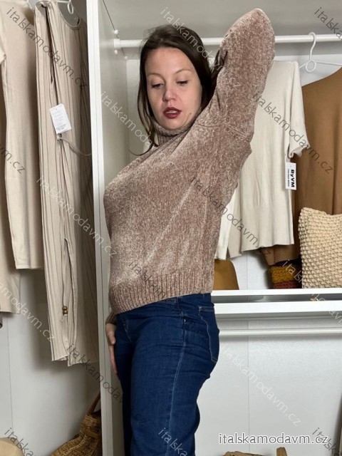 Svetr ženilkový s rolákem dlouhý rukáv dámský LENA (M/L-XL/2XL ONE SIZE) ITALSKÁ MÓDA MUS25S004/DR XL/2XL hnědá