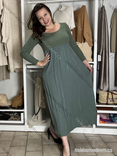 Šaty dlouhé volnočasové teplé dlouhý rukáv dámské ALEX (S/M/L ONE SIZE) ITALSKÁ MÓDA IM425574