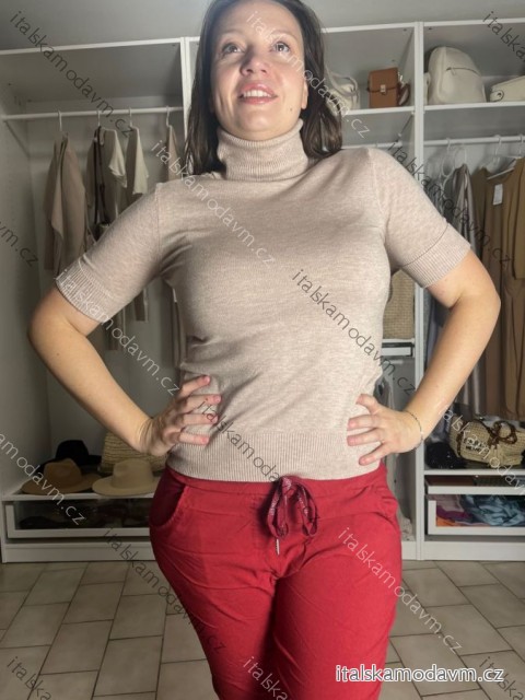 Sveter úpletový s rolákom krátky rukáv dámsky BEREMIKA  (S/M/L ONE SIZE) IMWDF252703/DR