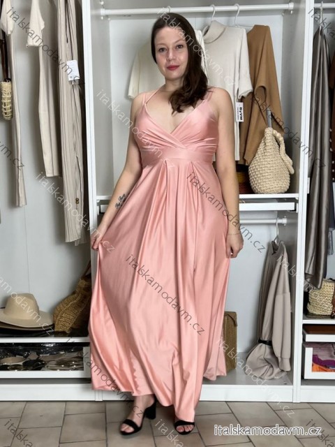 Šaty dlouhé elegantní na ramínka dámské AMANDA (S/M/L ONE SIZE) ITALSKá MODA IM323022/DUR S/M/L růžová světlá