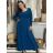 Šaty dlouhé volnočasové teplé dlouhý rukáv dámské ALEX (S/M/L ONE SIZE) ITALSKÁ MÓDA IM425574/DUR S/M/L modrá petrolejová
