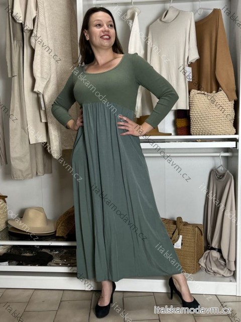 Šaty dlouhé volnočasové dlouhý rukáv dámské ALEX (S/M/L ONE SIZE) ITALSKÁ MÓDA IM425574/DUR