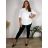 Tunika košilová dlouhý rukáv dámská nadrozměr (XL/2XL ONE SIZE) ITALSKÁ MÓDA IMD221065/DUR bílá
