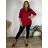 Tunika košilová dlouhý rukáv dámská nadrozměr (XL/2XL ONE SIZE) ITALSKÁ MÓDA IMD221065/DU tm. modrá