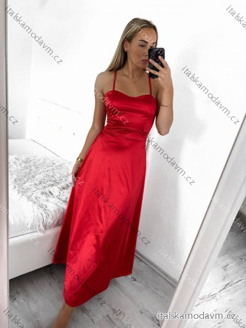 Šaty společenské dlouhé elegantní na ramínka šněrovací dámské ROSE (S/M ONE SIZE) ITALSKá MODA IM323013/DUR