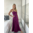 Šaty společenské dlouhé elegantní na ramínka šněrovací dámské ROSE (S/M ONE SIZE) ITALSKá MODA IM323013/DUR tm. fuchsiová S/M/L