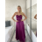 Šaty společenské dlouhé elegantní na ramínka šněrovací dámské ROSE (S/M ONE SIZE) ITALSKá MODA IM323013/DUR tm. fuchsiová S/M/L
