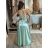 Šaty společenské dlouhé elegantní na ramínka šněrovací dámské ROSE (S/M ONE SIZE) ITALSKá MODA IM323013/DUR sv. mintová S/M/L
