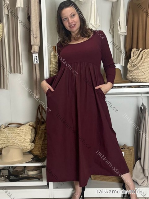 Šaty volnočasové dlouhý rukáv dámské VIVA (S/M/L ONE SIZE) ITALSKÁ MÓDA IMSM2511125
