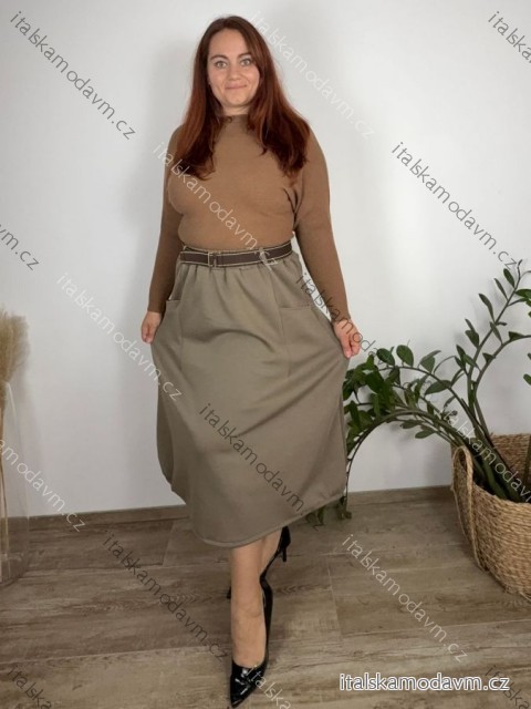 Sukně s páskem dámská nadrozměr INNA (48/50/52 ONE SIZE) ITALSKÁ MÓDA IM4251142