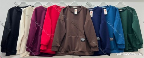 Mikina teplá dlhý rukáv dámska nadrozmer (52/54/56 ONE SIZE) TALIANSKA MÓDA IM425610