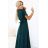 Dlouhé šaty JENNIFER s rozparkem na nohavicích, rukávy a výstřihem (S-3XL) Polská moda NMC-581-8/DUR zelená 3XL