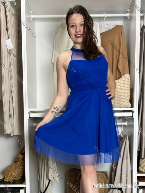 Šaty plesové elegantné na ramienka dámske (S/M ONE SIZE) TALIANSKA MóDA IM322303/UL S/M kráľovská modrá
