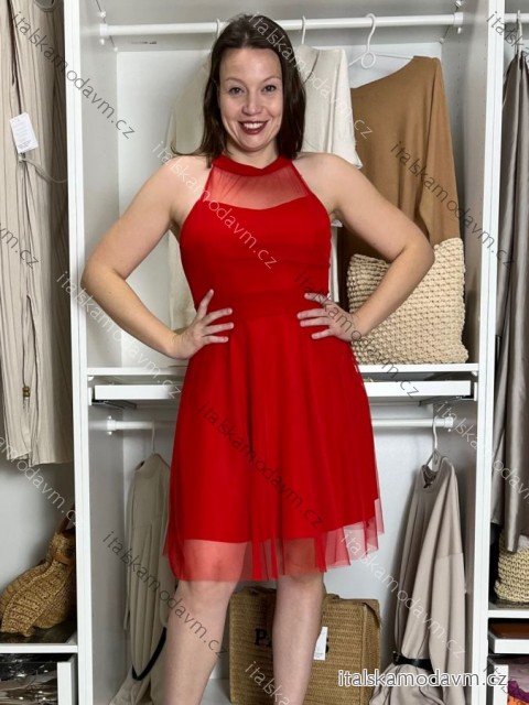 Šaty plesové elegantní na ramínka dámské (S/M ONE SIZE) ITALSKá MóDA IM322303/UL S/M červená