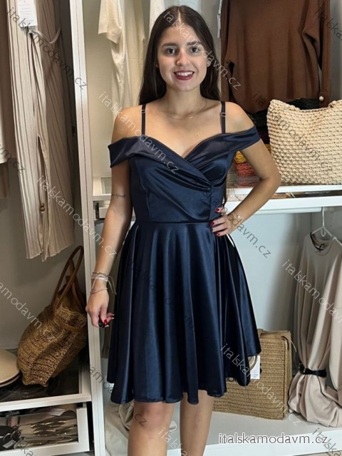 Šaty společenské saténové carmen dámské (S/M ONE SIZE) ITALSKá MóDA IMHMS23087/DU