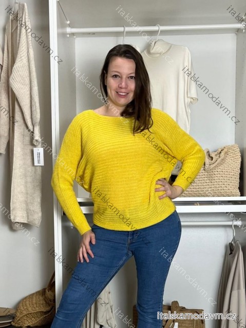 Svetr pletený dlouhý netopýří rukáv dámský (UNI S-L) TURECKÁ MÓDA TM922STAR/DR žlutá S/M/L