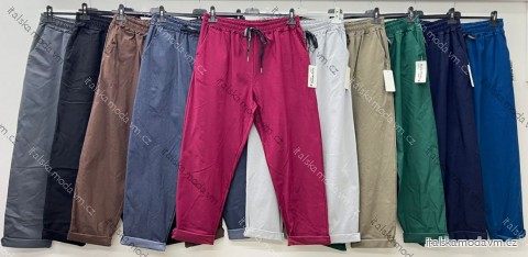 Kalhoty plátěné dámské nadrozměr (46/48/50 ONE SIZE) ITALSKÁ MÓDA IM425554