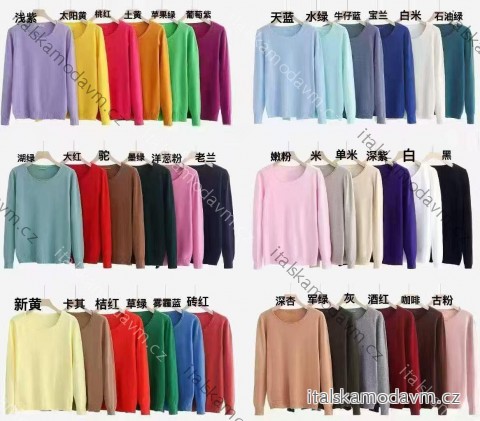 Svetr úpletový tenký dlouhý rukáv dámský (S/M/L ONE SIZE) ITALSKÁ MÓDA IMM25M5081
