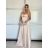 Šaty dlouhé elegantní saténové na ramínka dámské (S/M/L ONE SIZE) ITALSKÁ MÓDA IMPBB25B26588/DU -   béžová -   S/M/L